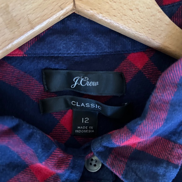 J Crew Womens Flannel Red & Blue Plaid Button Up Long Sleeve Button Up Size 12 - Picture 3 of 9